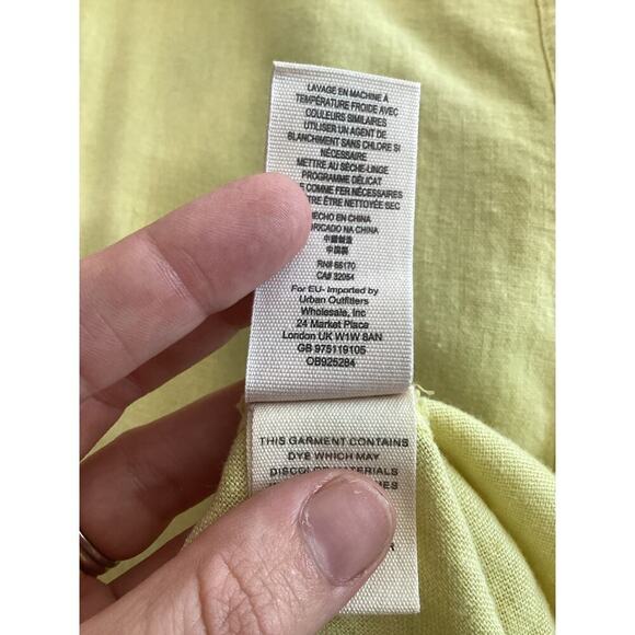 Free People Flounced Linen Midi Skirt Sz 0 NEW Butter Yellow Boho Beachy Coastal - Picture 9 of 9